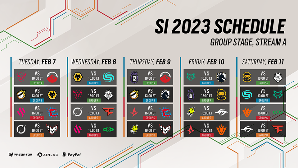 [R6SE] - Your Guide to the Six Invitational 2023 - Group Stage Schedule Stream A