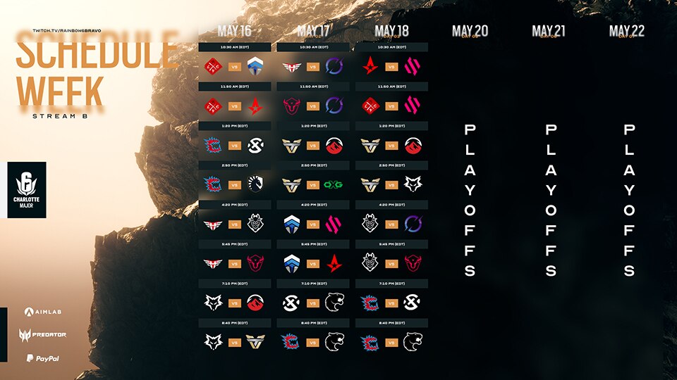 [R6SE] - Your Guide to the Six Charlotte Major 2022 Schedule B