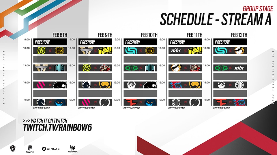 [R6SE] - Your Guide to the Six Invitational 2022 - Schedule A